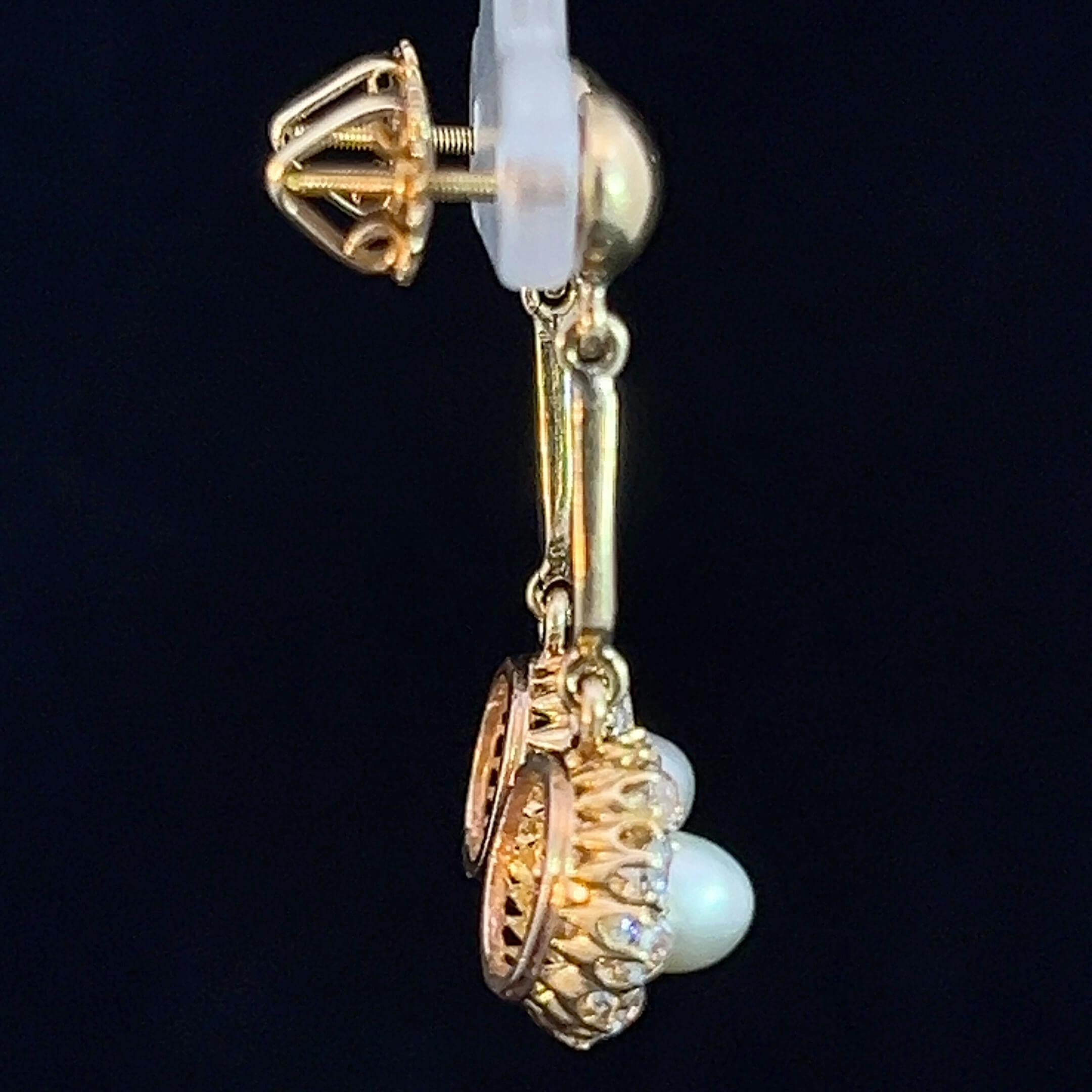 Edwardian Diamond and Pearl Earrings Circa 1900s In Good Condition In ADELAIDE, SA