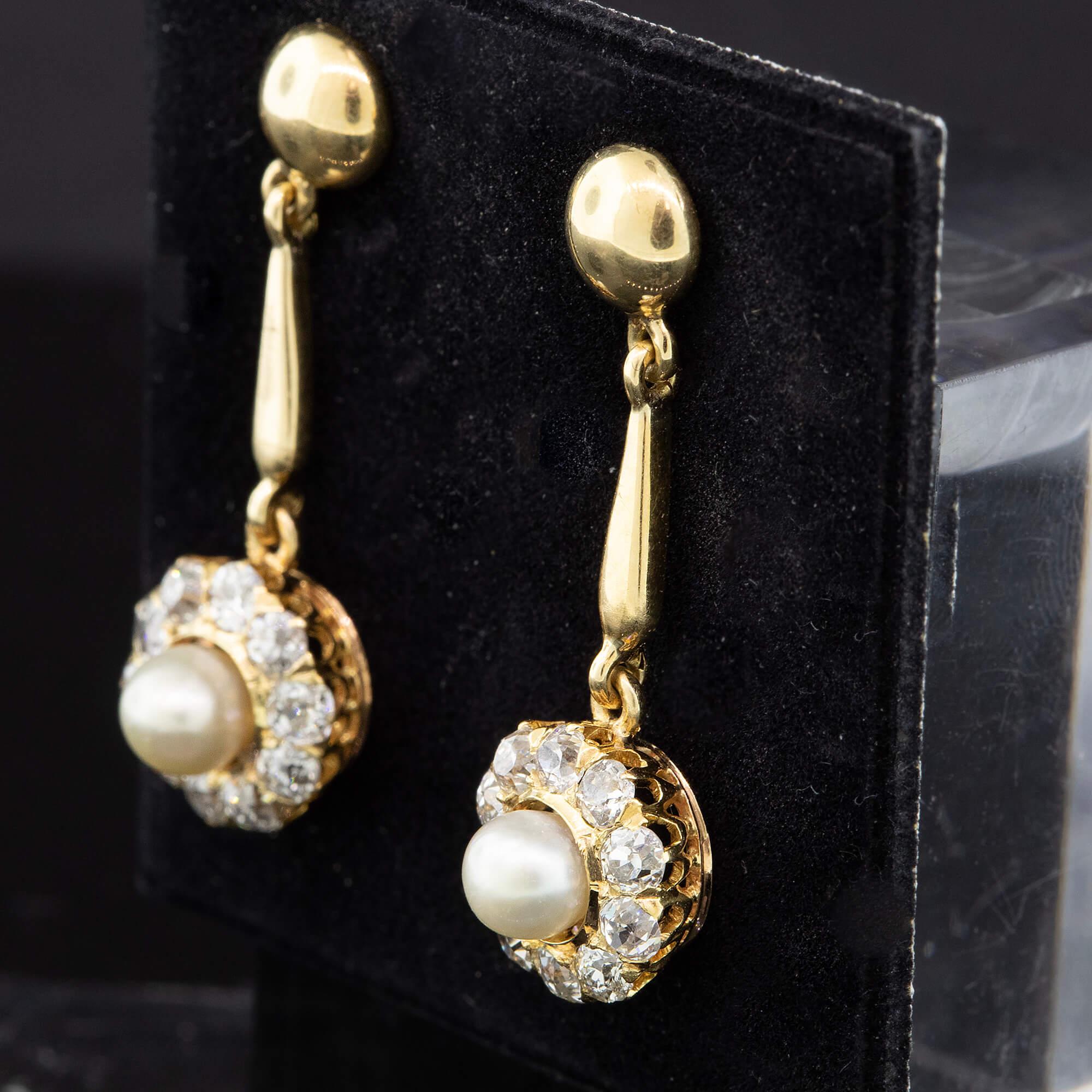 Edwardian Diamond and Pearl Earrings Circa 1900s 1