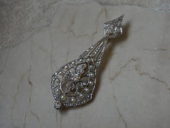 Edwardian Diamond and Pearl Lavalier Pendant Brooch