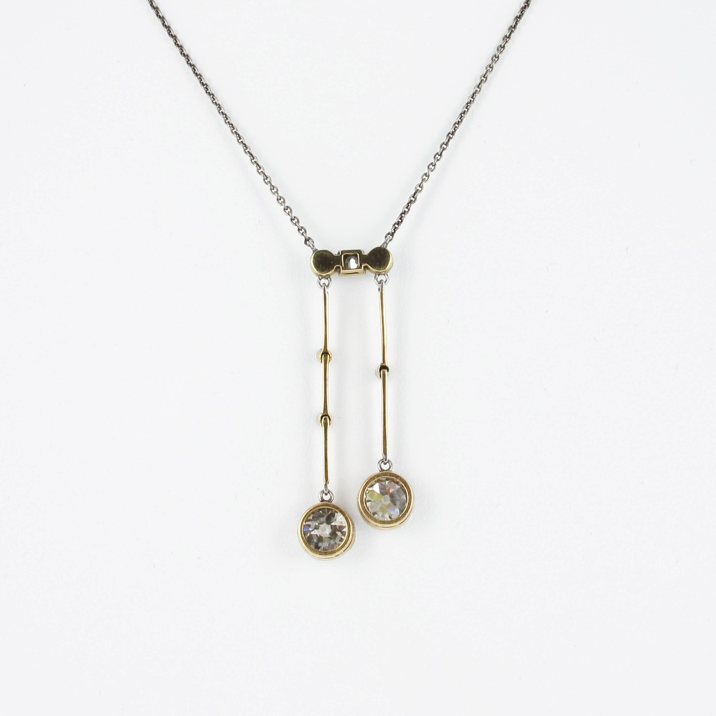 Edwardian Diamond and Pearl 'Lavalière' Pendant Necklace 1