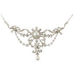 Edwardian Diamond and Pearl Necklace