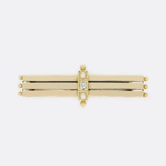 Edwardian Diamond and Pearl Triple Bar Brooch