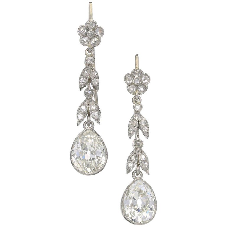 Edwardian Diamond and Platinum Earrings, circa 1910 For Sale at 1stdibs