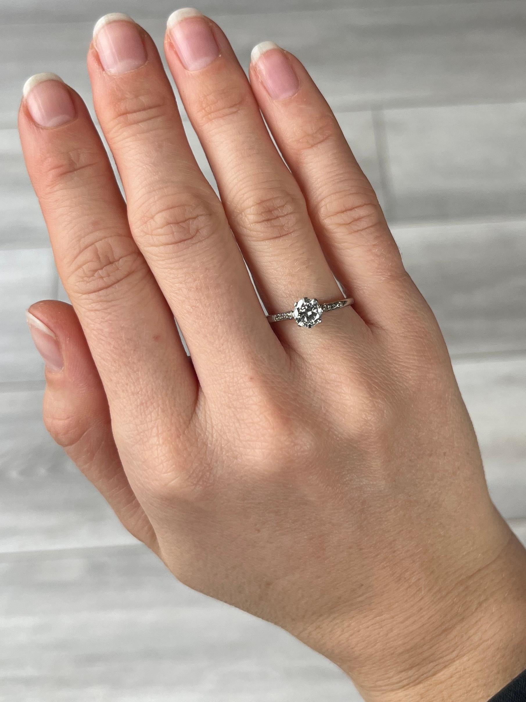 Edwardianischer Diamant und Platin Solitär Ring (Rundschliff) im Angebot