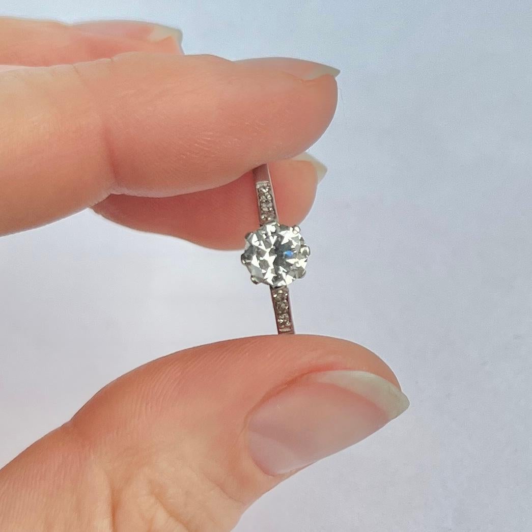 Edwardianischer Diamant und Platin Solitär Ring im Zustand „Gut“ im Angebot in Chipping Campden, GB