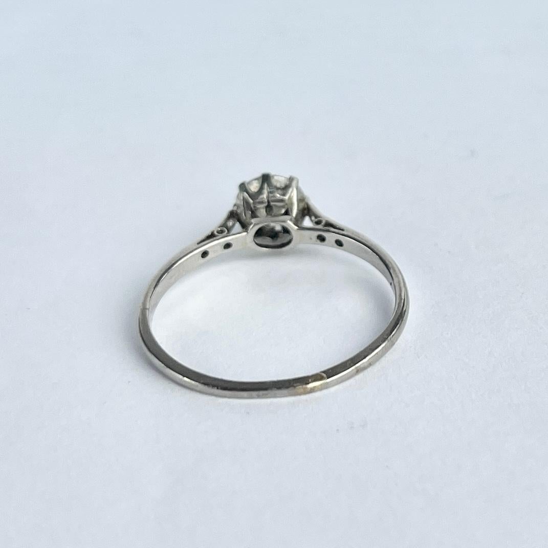 Edwardianischer Diamant und Platin Solitär Ring Damen im Angebot
