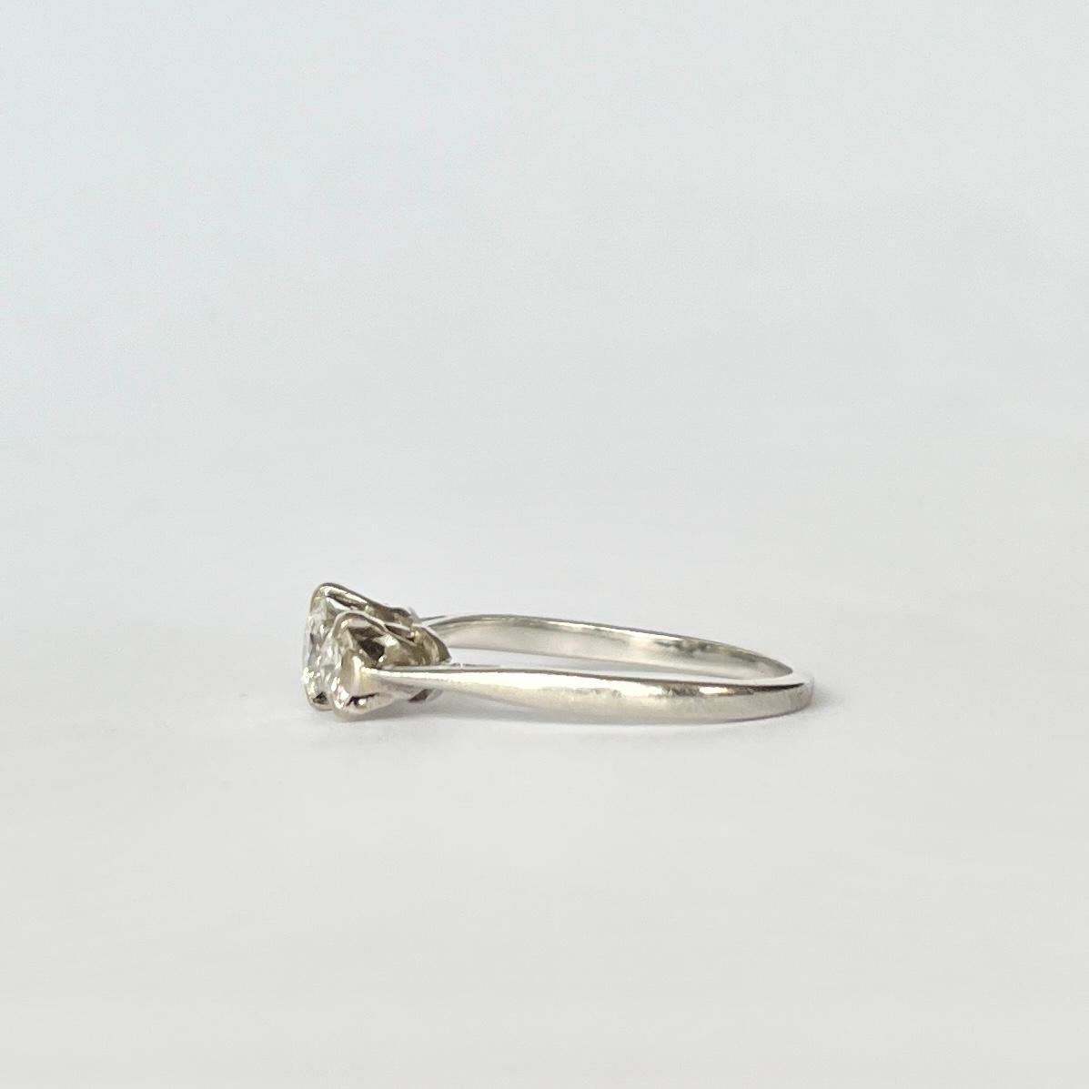 Women's Edwardian Diamond and Platinum Three-Stone Ring