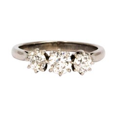 Edwardian Diamond and Platinum Three-Stone Ring