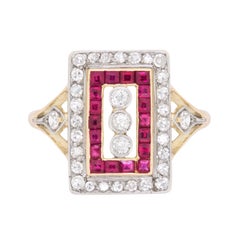 Antique Edwardian Diamond and Ruby Cluster Ring, circa 1910