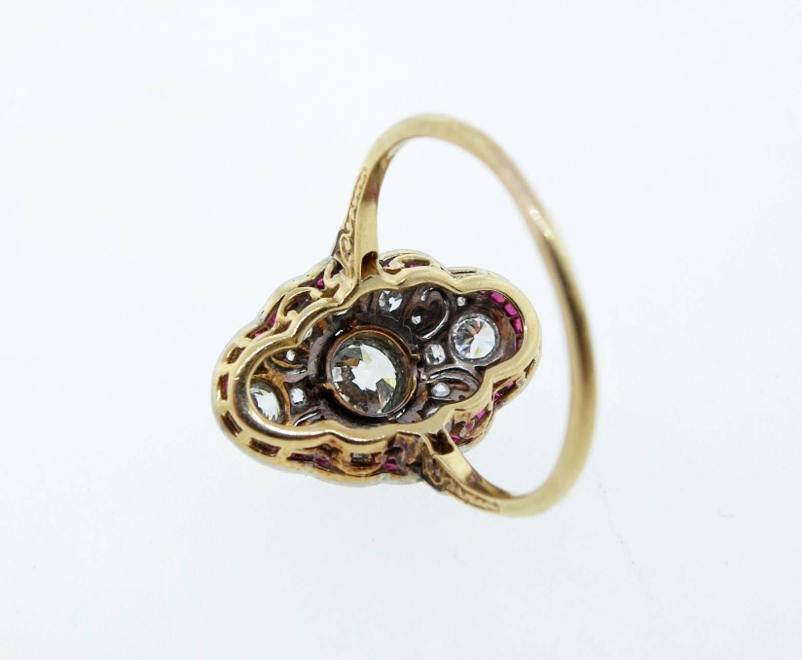 Old Mine Cut Edwardian Diamond and Ruby Ring