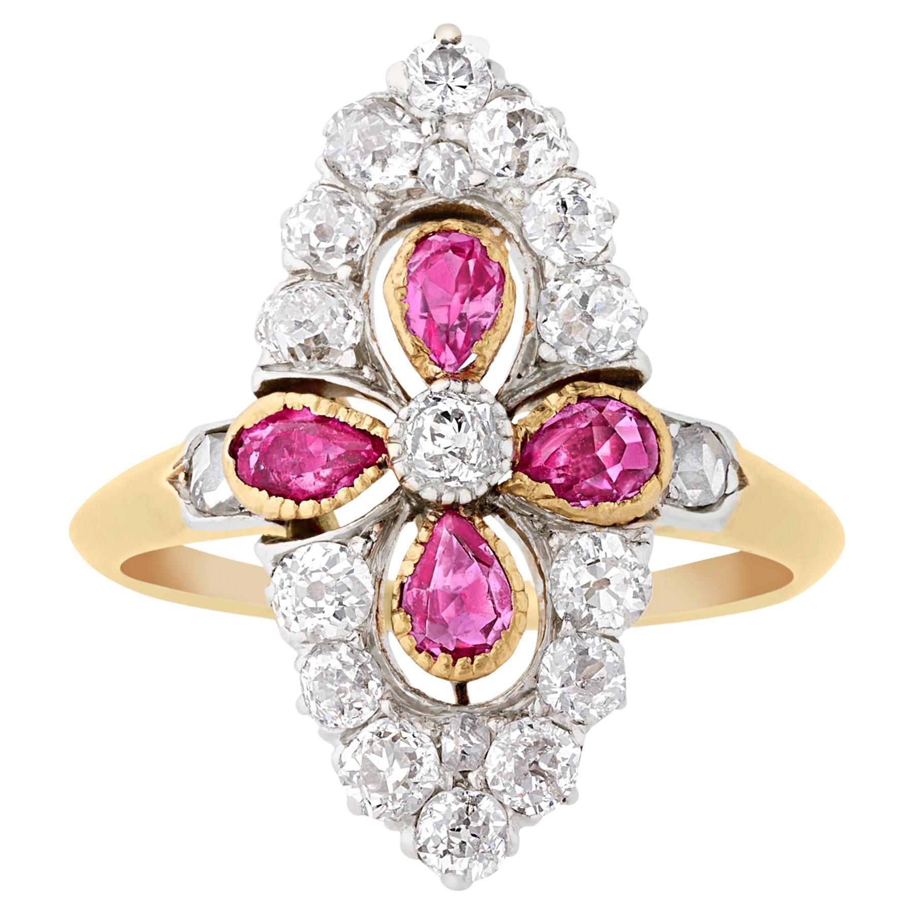 Edwardian Diamond and Ruby Ring