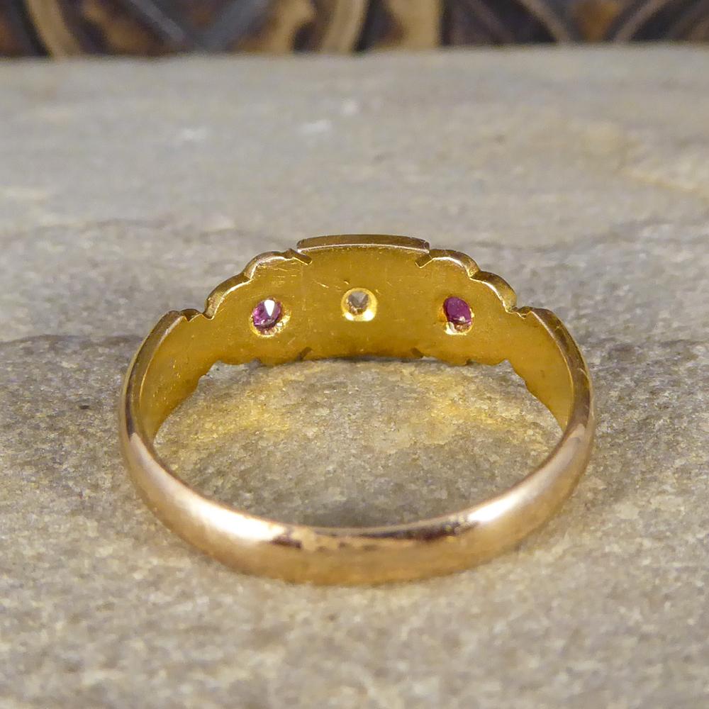 Women's Edwardian Diamond and Ruby Set 18 Carat Gold Band Ring