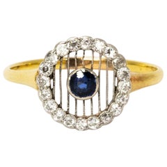 Edwardian Diamond and Sapphire 18 Carat Gold and Platinum Ring