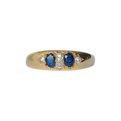 Edwardian Diamond and Sapphire 18 Carat Gold Gypsy Ring