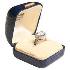 Anello edoardiano con doppio cluster di diamanti e zaffiri (circa 1,40 carati)