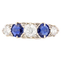 Edwardian Diamond and Sapphire Five-Stone Ring, circa 1910