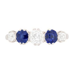Edwardian Diamond and Sapphire Five-Stone Ring, circa 1910 Edwardian Diamond and Sapphire Five-Stone Ring, circa 1910