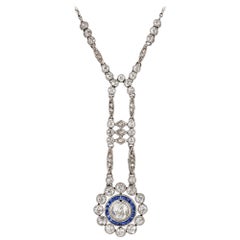 Halskette aus edwardianischem Diamant und Saphir