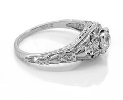 Edwardian Diamond Antique Engagement Ring .40 Carat Diamond 18 Karat White Gold