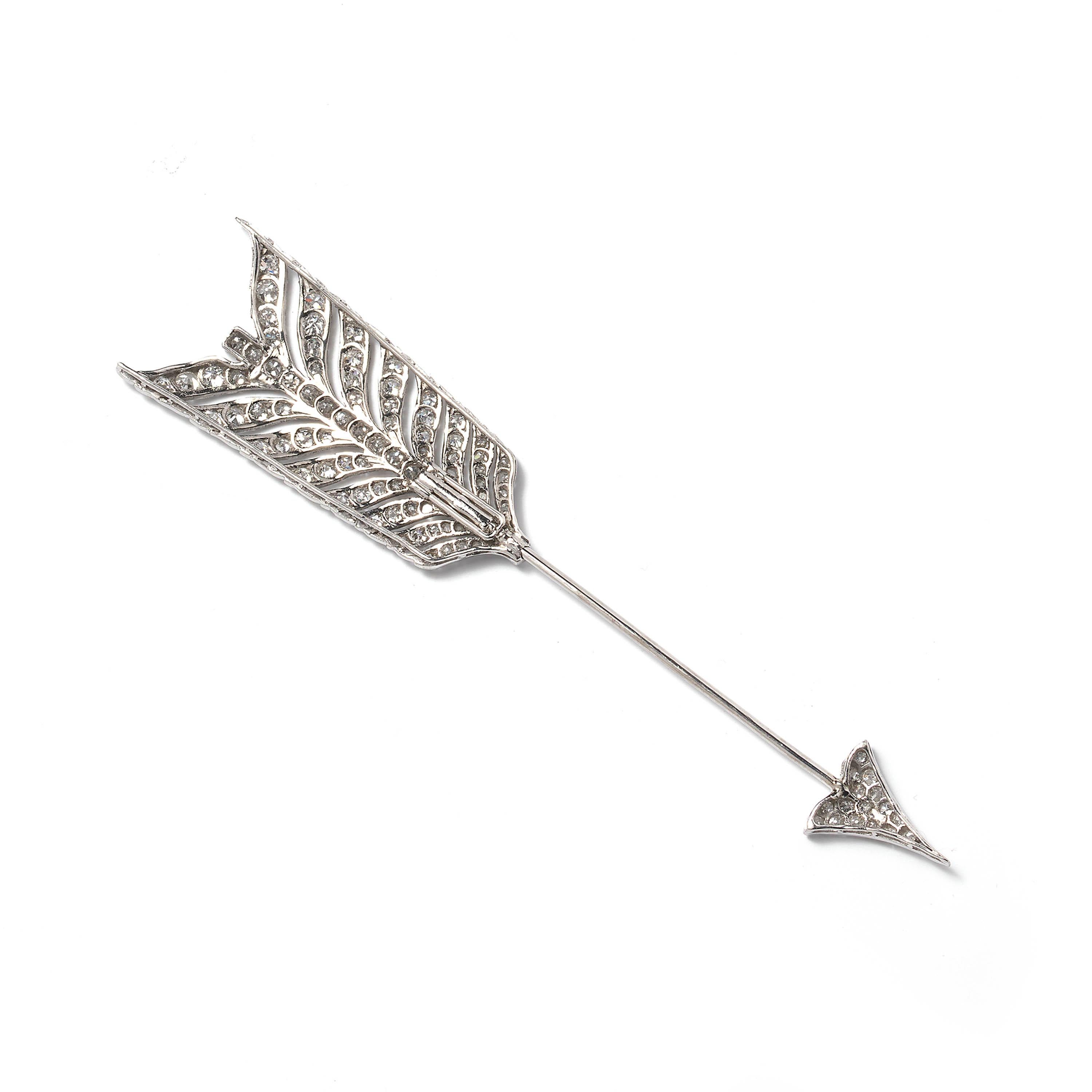 Rose Cut Edwardian Diamond Arrow Jabot Pin