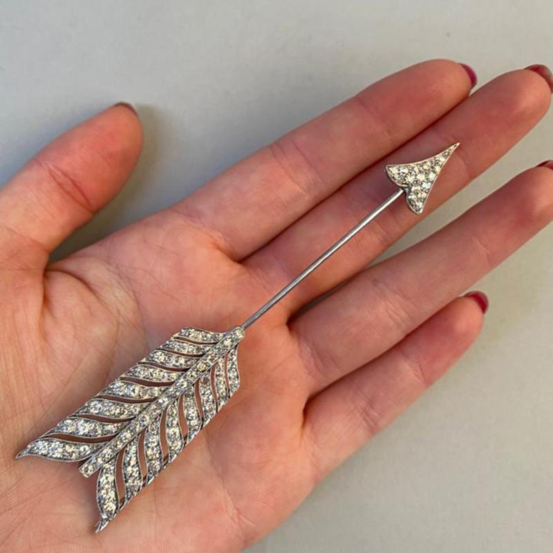 Women's or Men's Edwardian Diamond Arrow Jabot Pin