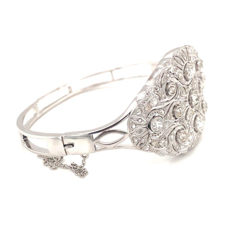 Edwardian Diamond Bangle in Platinum and 14k White Gold, circa 1910 In Good Condition In Beverly Hills, CA
