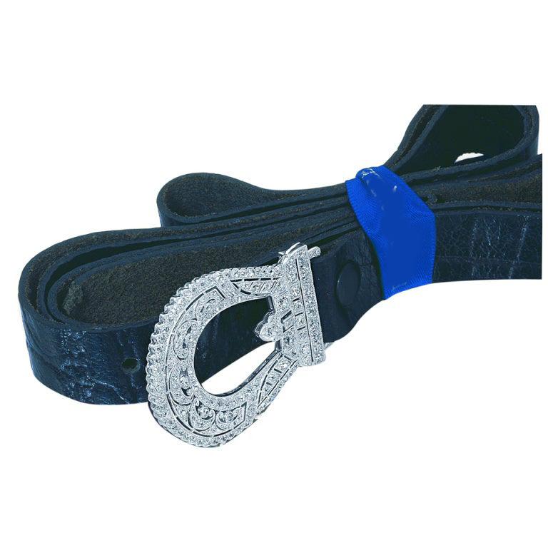 Edwardian diamond belt buckle on a leather belt