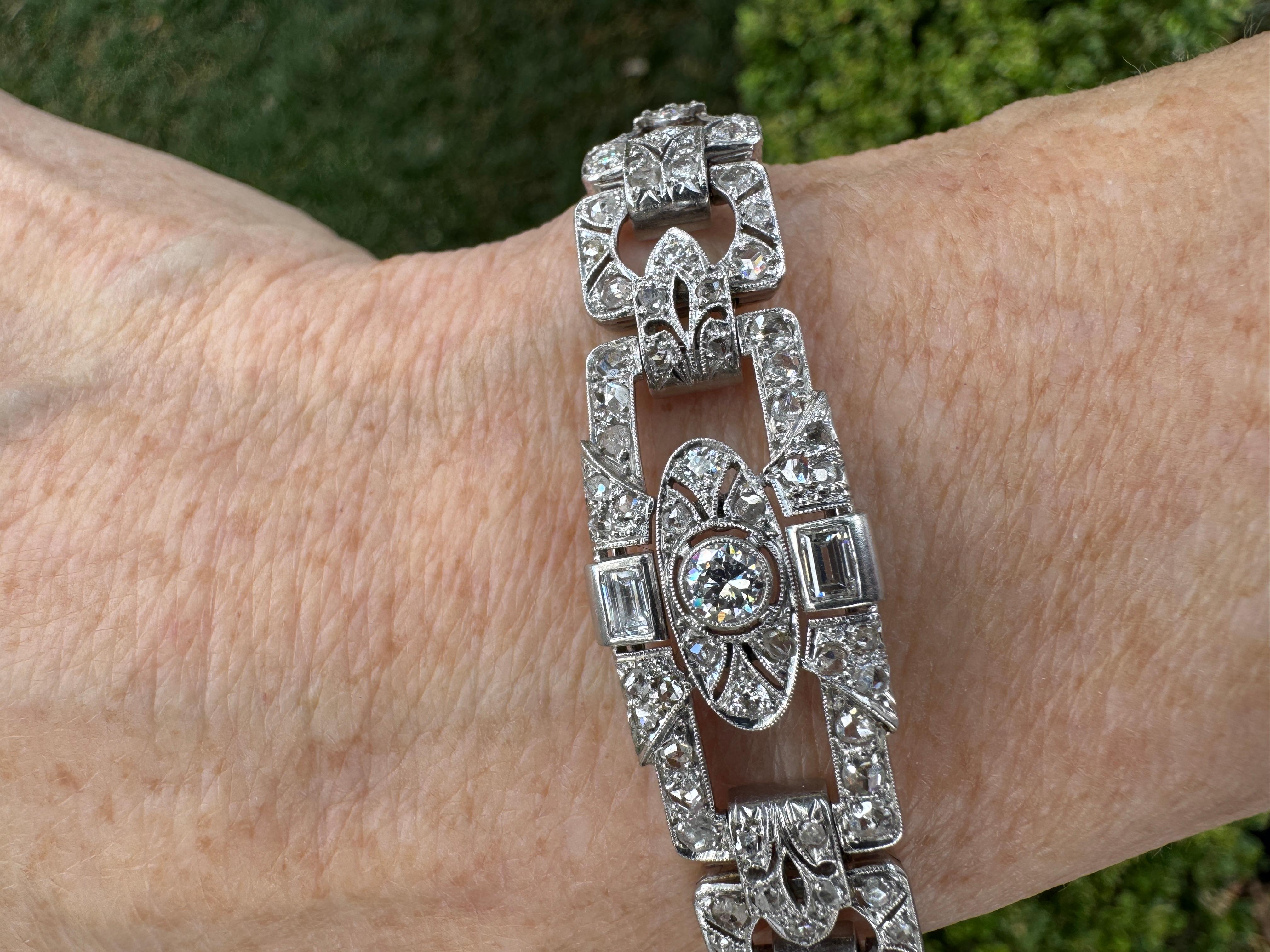 da uomo o donna Bracciale di diamanti edoardiano 7,00 carati in vendita