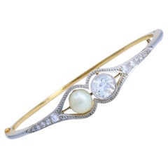 Edwardian Diamond Bracelet Pearl Gold Platinum Filigree Pattern
