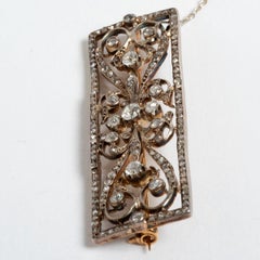 Edwardian Diamond Brooch, 18K Yellow Gold, Date 1910...