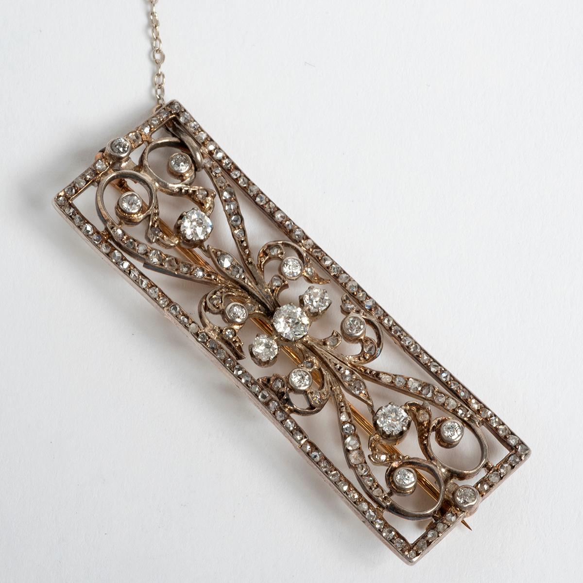 Edwardian Diamond Brooch, 18K Yellow Gold, Date 1910... In Good Condition For Sale In Canterbury, GB