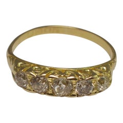 Edwardian Diamond Carved Hoop Gold Ring