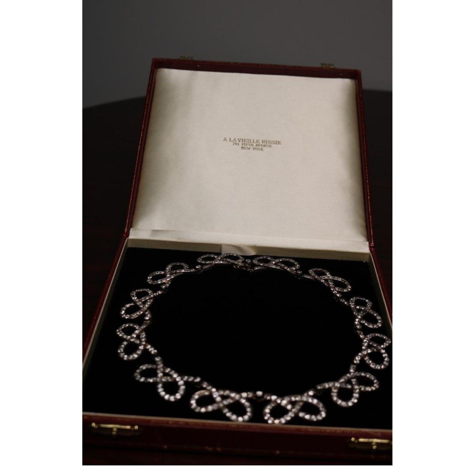Edwardian Diamond Choker Necklace Silver Topped Gold Infinity Link ~31.9ctw For Sale 8