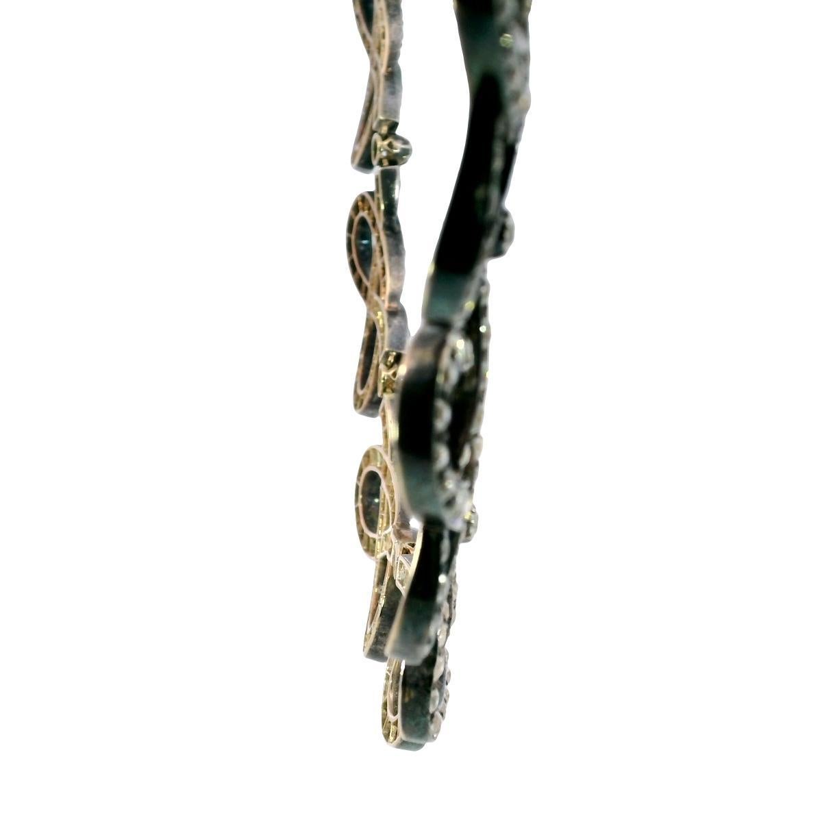 Women's Edwardian Diamond Choker Necklace Silver Topped Gold Infinity Link ~31.9ctw For Sale