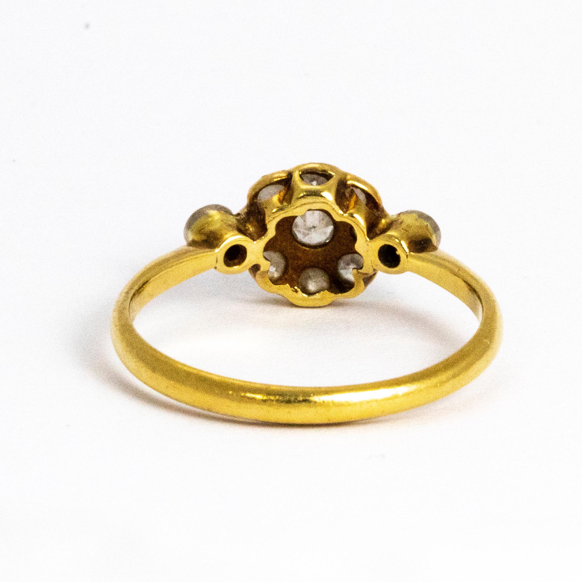 Edwardian Diamond Cluster 18 Carat Gold Ring In Good Condition In Chipping Campden, GB