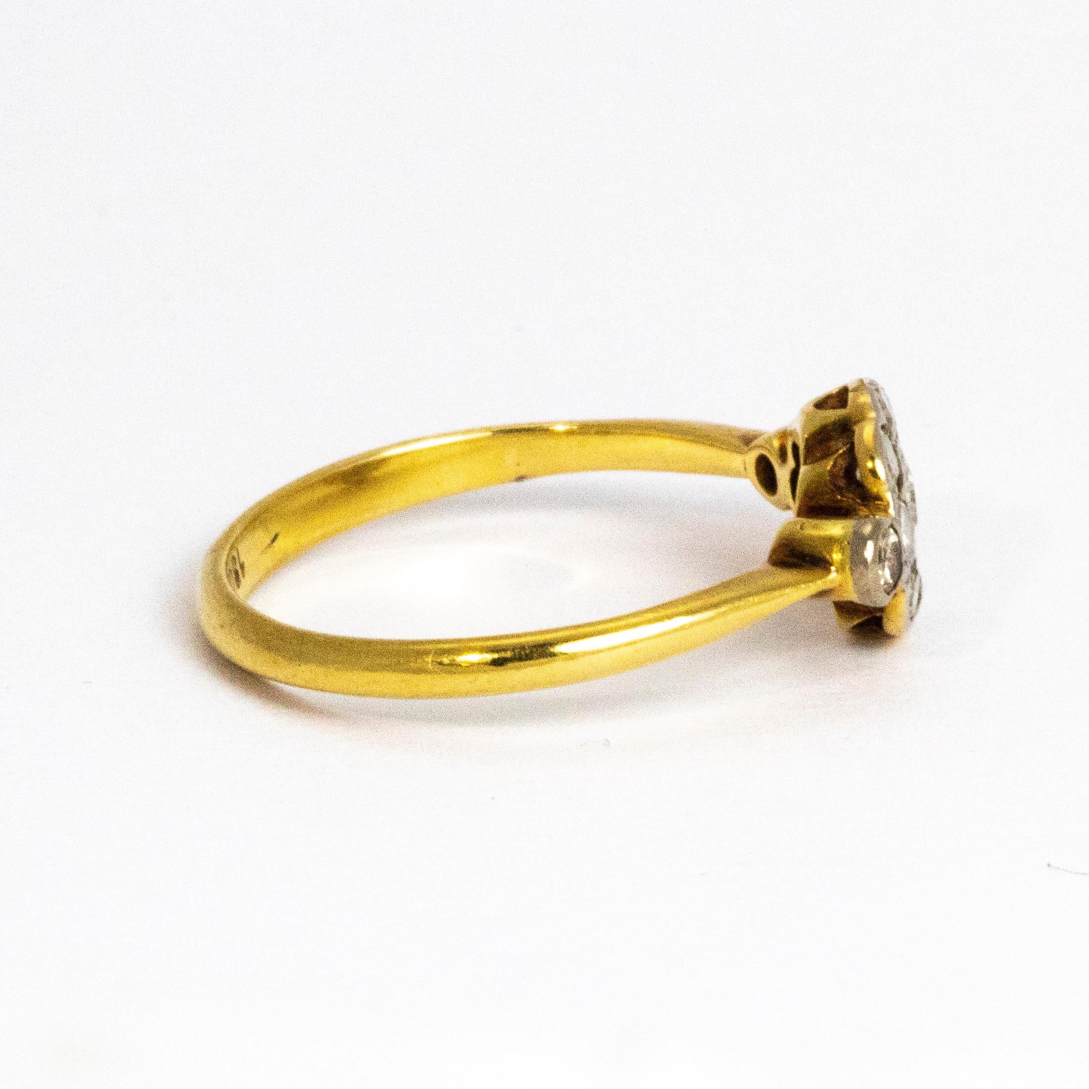 Women's or Men's Edwardian Diamond Cluster 18 Carat Gold Ring