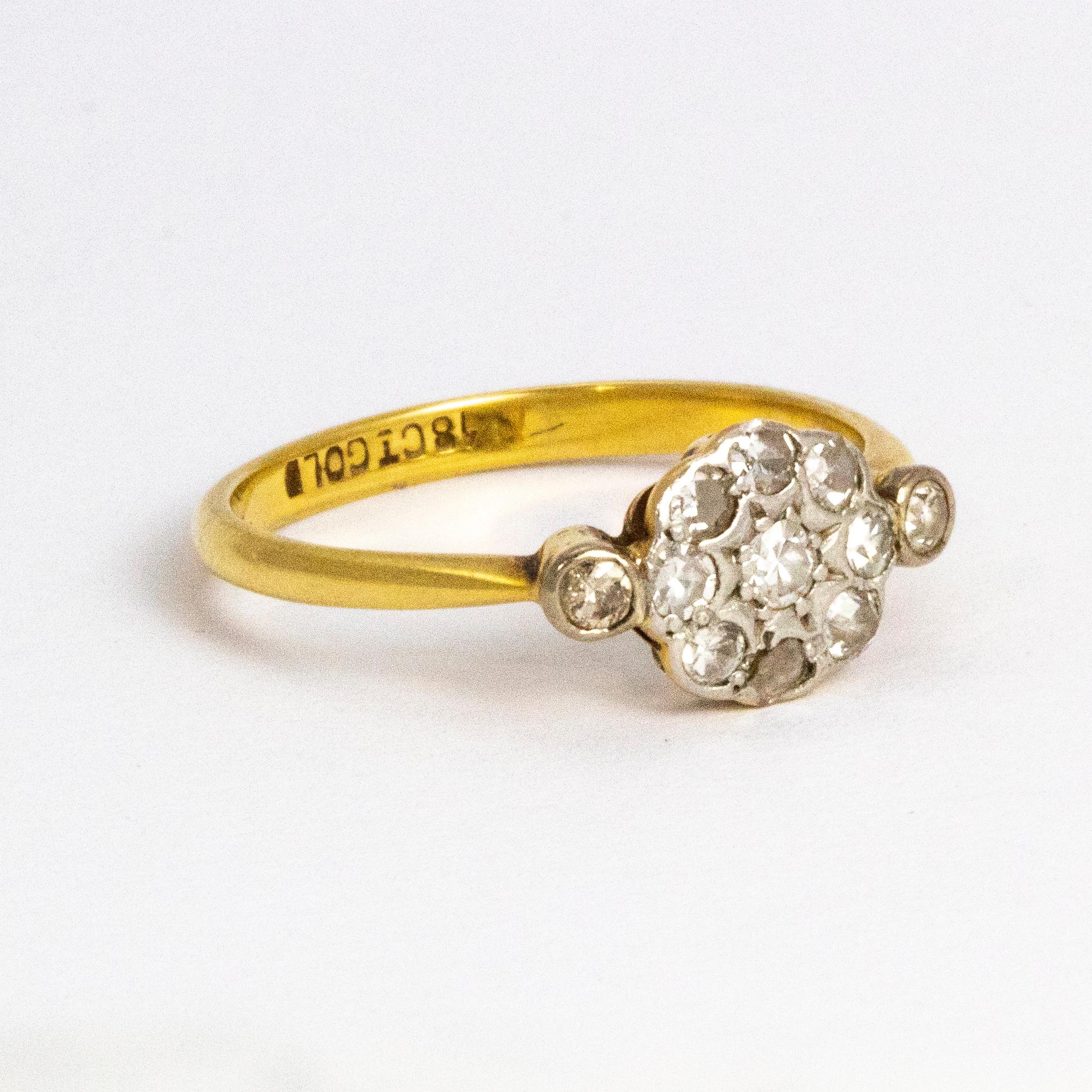 Edwardian Diamond Cluster 18 Carat Gold Ring 1