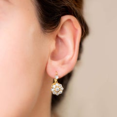 Edwardian Diamond Cluster Drop Earrings Circa 1900-1910