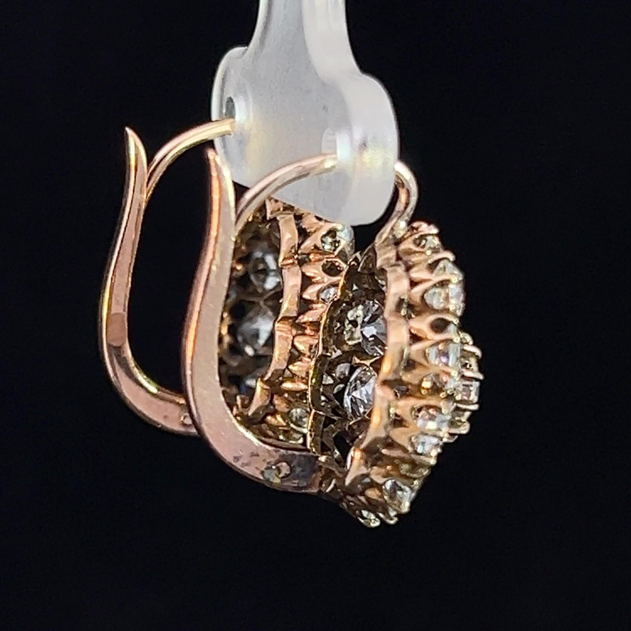 Edwardian Diamond Cluster Earrings Circa 1900-1910 5