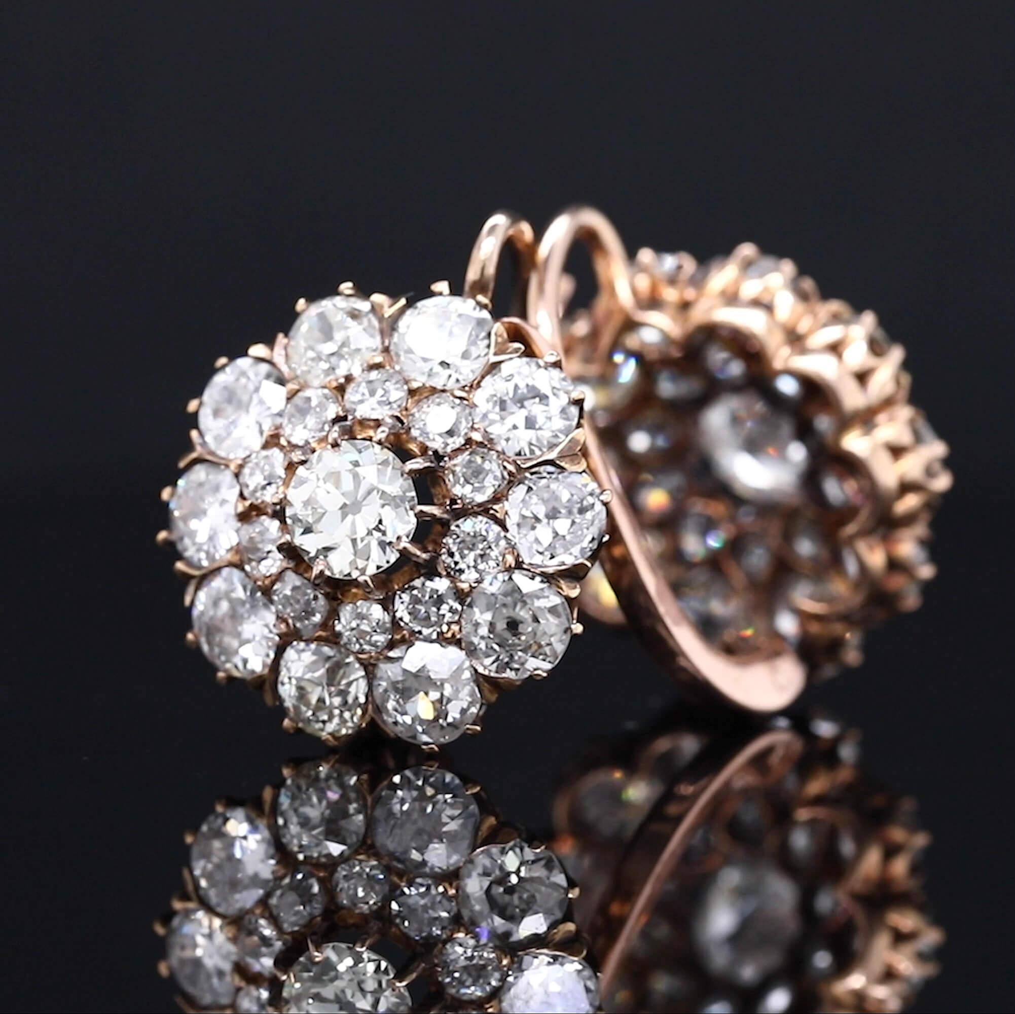 Edwardian Diamond Cluster Earrings Circa 1900-1910 In Good Condition In ADELAIDE, SA