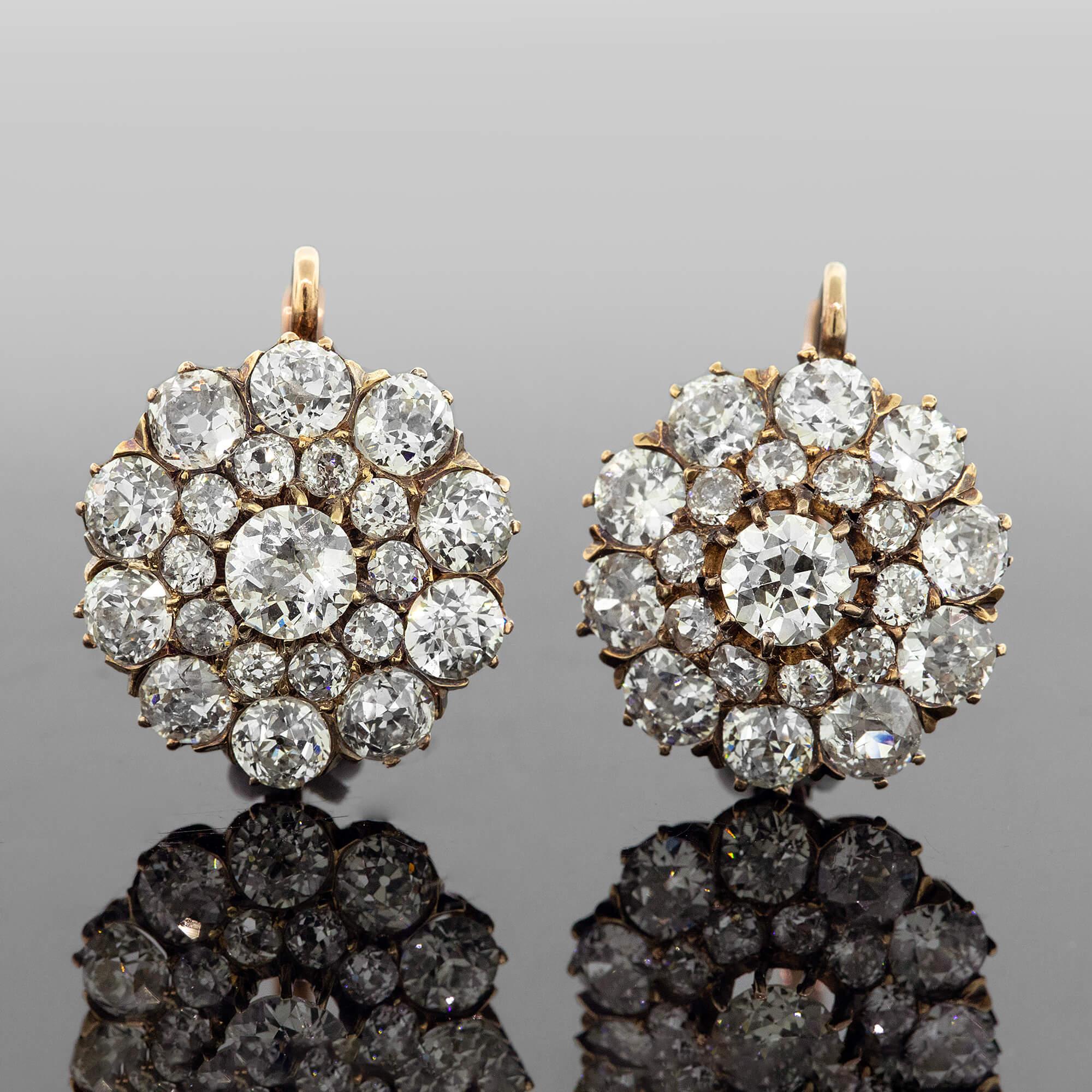 Edwardian Diamond Cluster Earrings Circa 1900-1910 1