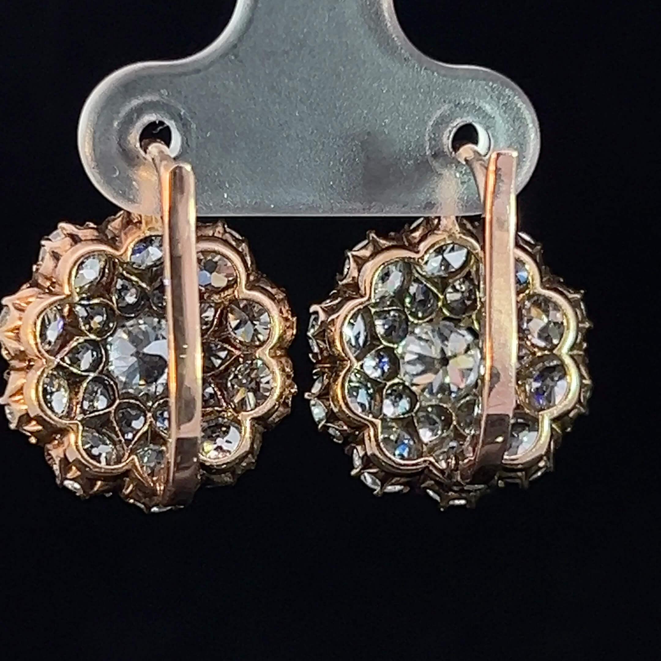 Edwardian Diamond Cluster Earrings Circa 1900-1910 2