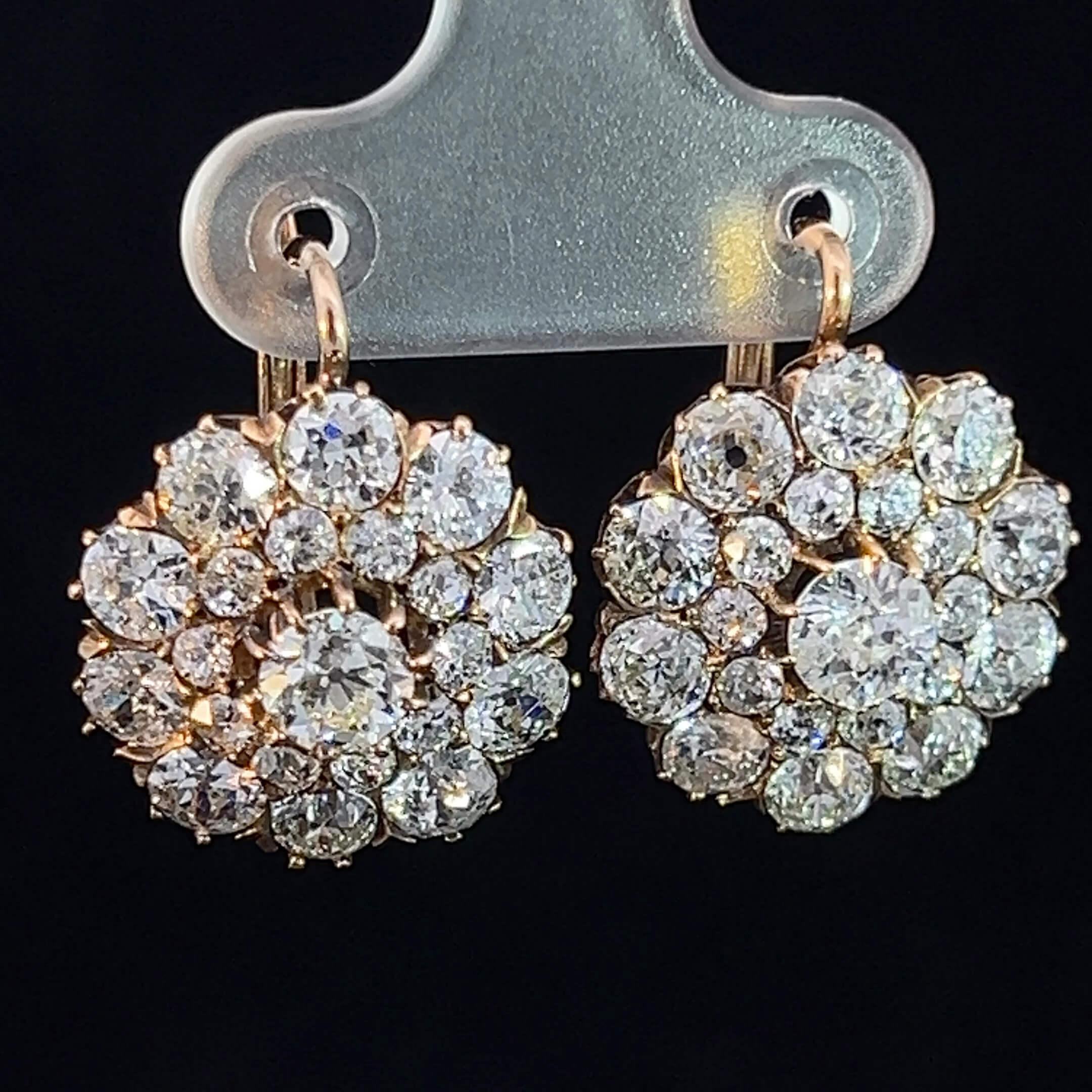 Edwardian Diamond Cluster Earrings Circa 1900-1910 4