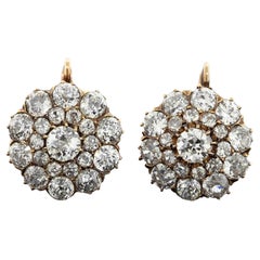 Edwardian Diamond Cluster Earrings Circa 1900-1910
