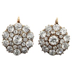 Boucles d'oreilles édouardiennes en forme de grappe de diamants Circa 1900-1910