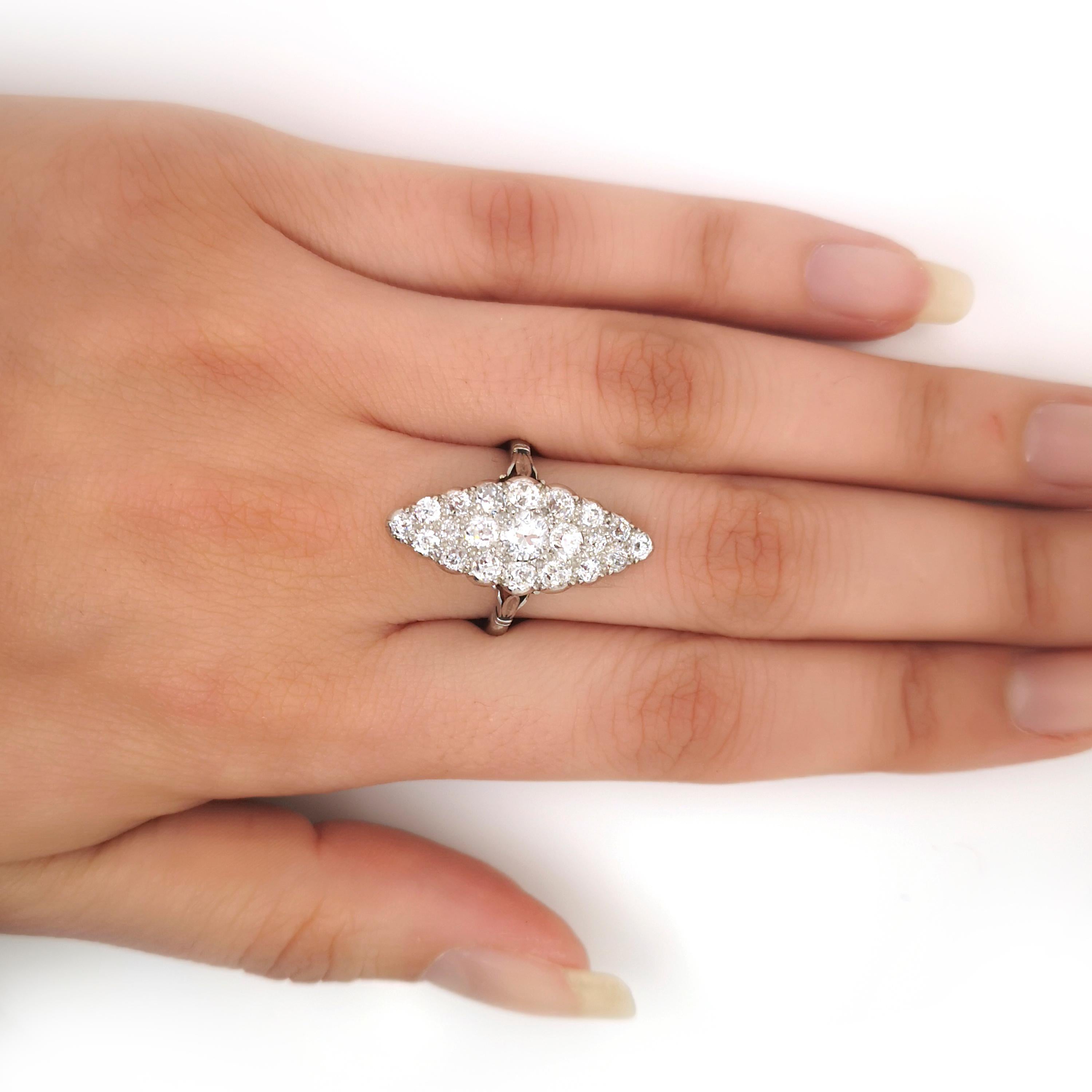 Women's Edwardian Diamond Cluster Ring, 1.50 Carats