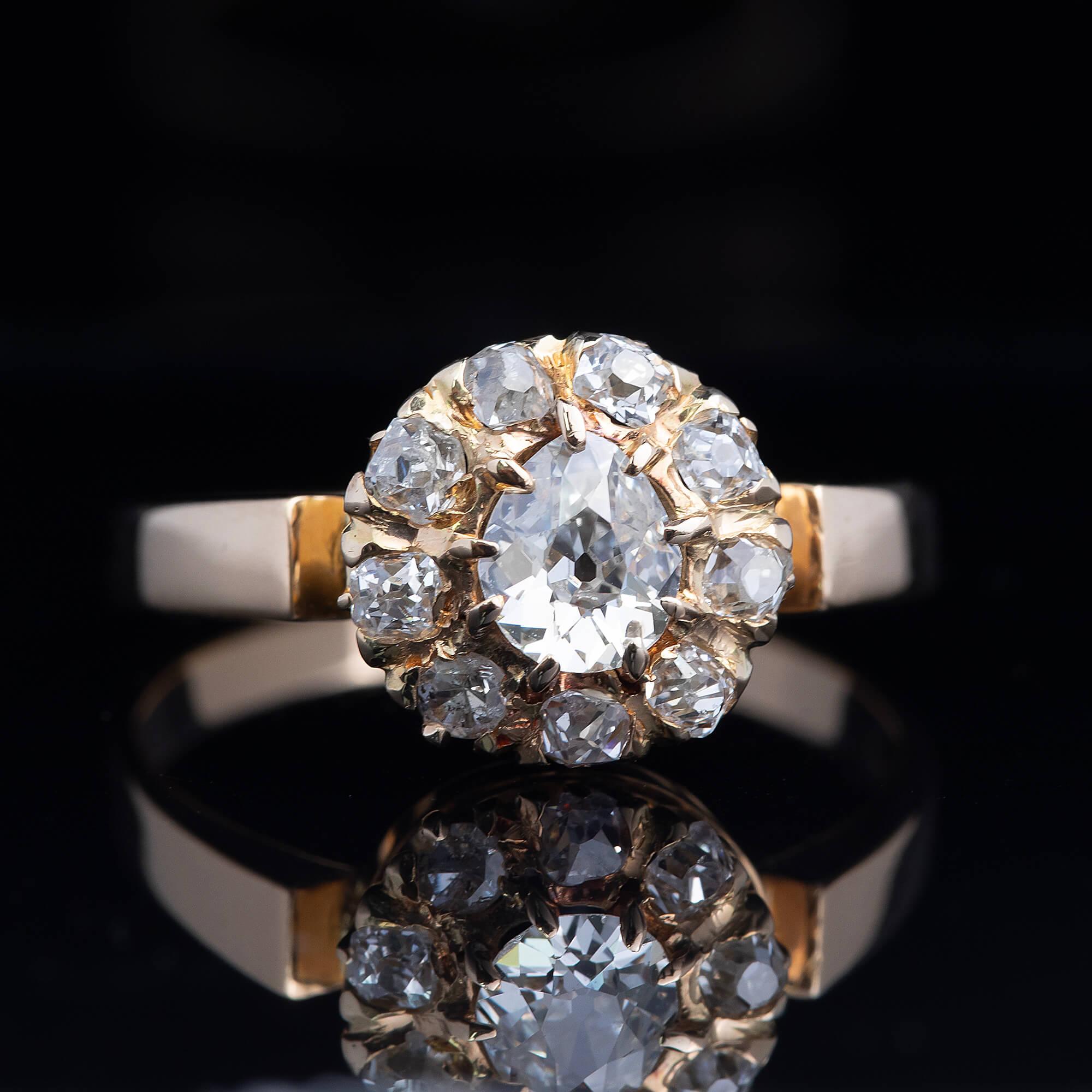 Edwardianischer Diamant-Cluster-Ring, um 1910 (Gemischter Schliff) im Angebot