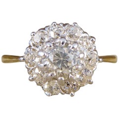 Edwardian Diamond Cluster Ring in 18 Carat Yellow and White Gold