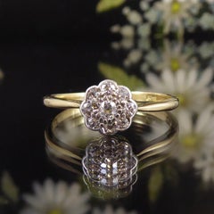 Edwardian Diamond Cluster Ring in the Daisy Style, with Nine Old Cut Diamonds