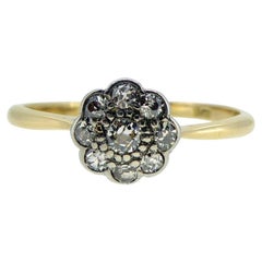 Antique Edwardian Diamond Cluster Ring in the Daisy Style, with Nine Old Cut Diamonds